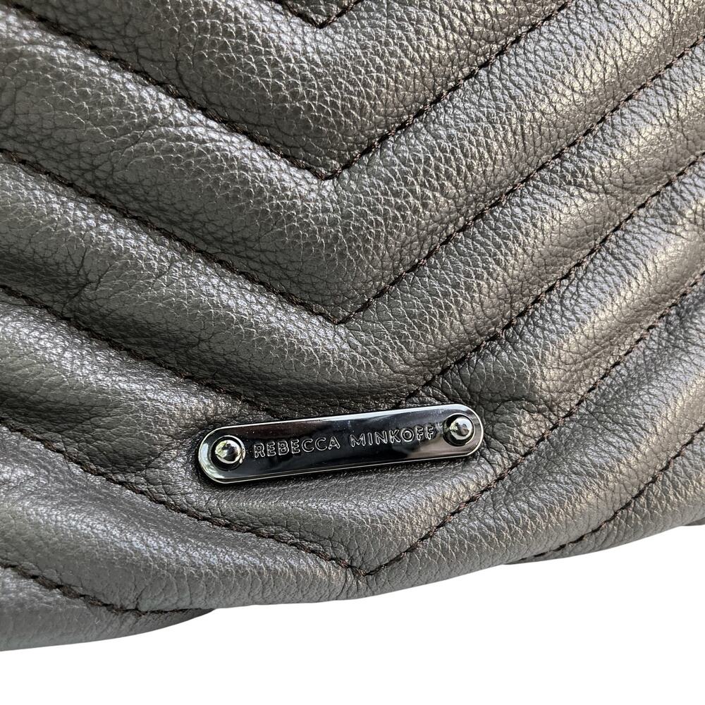 Rebecca Minkoff Edie Charcoal Quilted Leather Shoulder Bag  Convertible Satchel - Picture 16 of 16